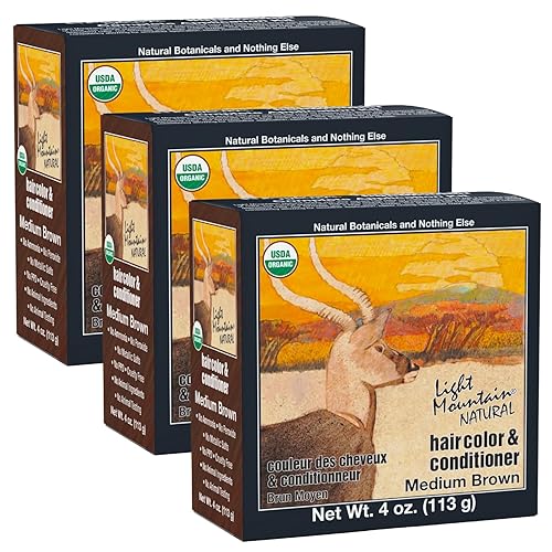 Light Mountain Henna Hair Color & Conditioner - Medium Brown Hair Dye for Men/Women, Organic Henna Leaf Powder and Botanicals, Chemical-Free