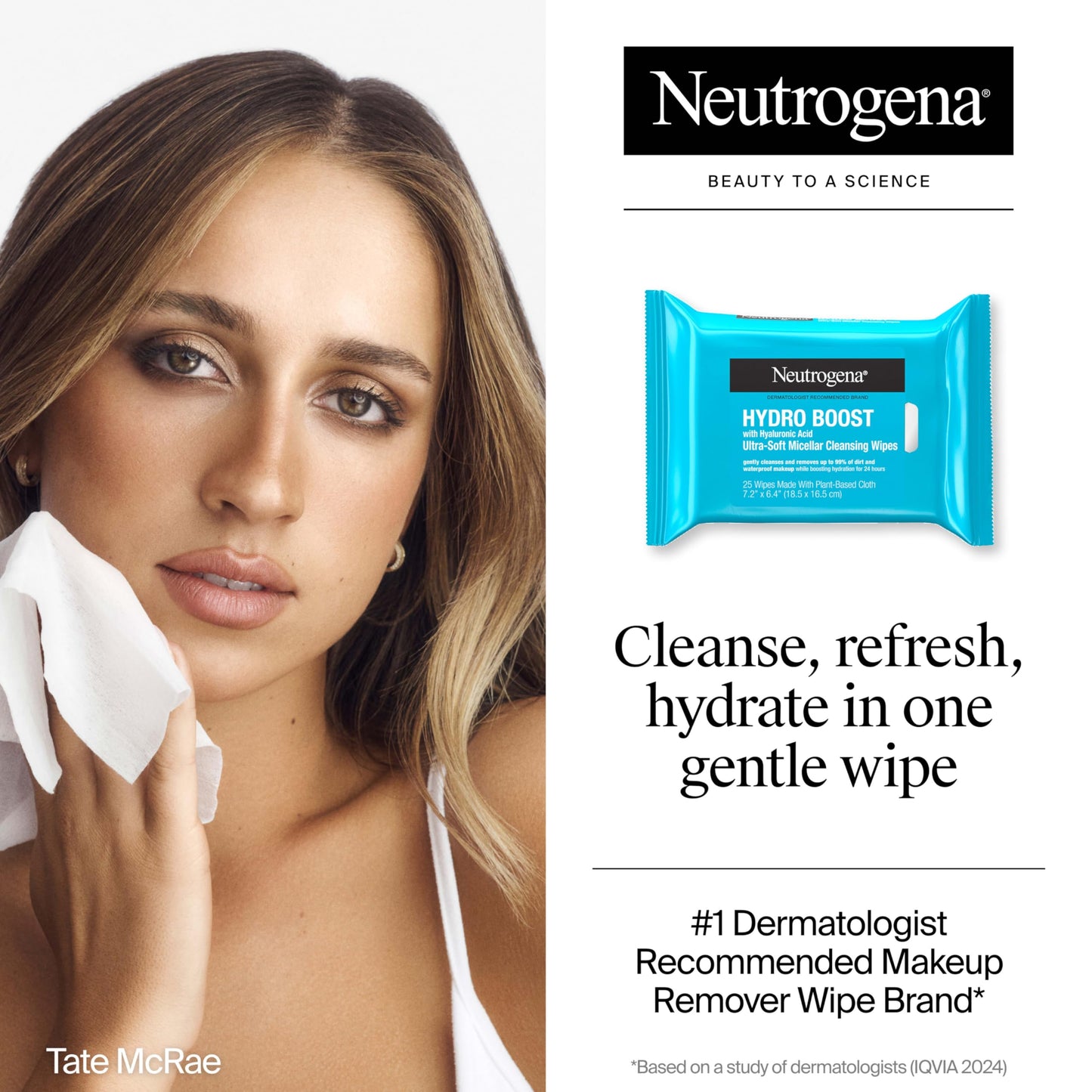 Neutrogena Hydro Boost Ultra-Soft Micellar Cleansing Wipes with Hyaluronic Acid, Hydrating Makeup Remover Wipes Remove Dirt & Waterproof Makeup