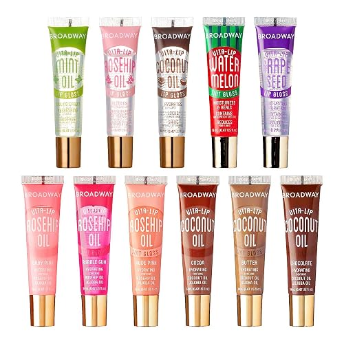 Ruby Kisses Broadway Vita-Lip Tinted & Clear Lip Gloss Set (11 Pack) Ultra-Hydrating & Soothing Formula with Vitamins, High-Shine Non-Sticky Lip Balm