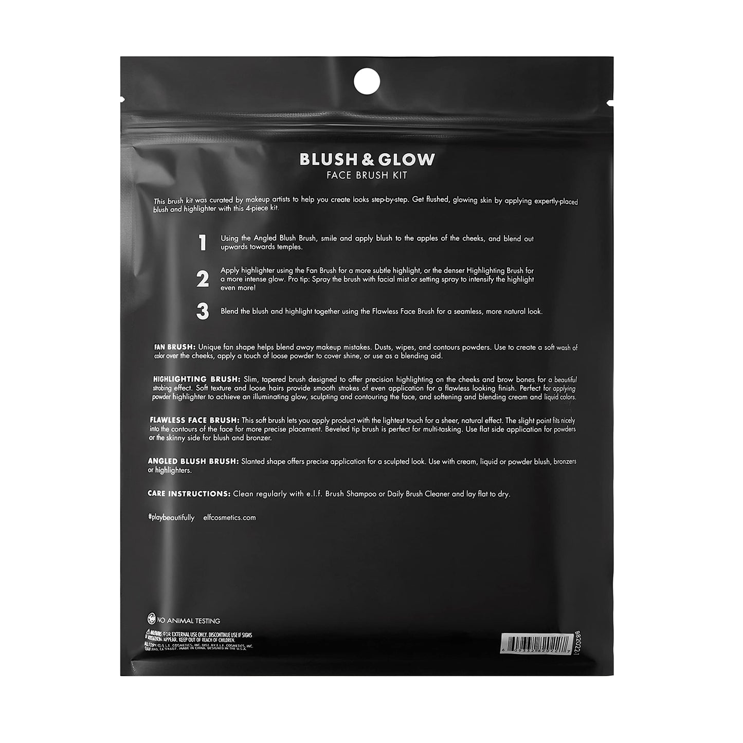 e.l.f. Cosmetics Blush & Glow Brush Kit, Blushes For Applying Powder, Blush, Bronzer & Highlighter, Creates A Seamless Finish