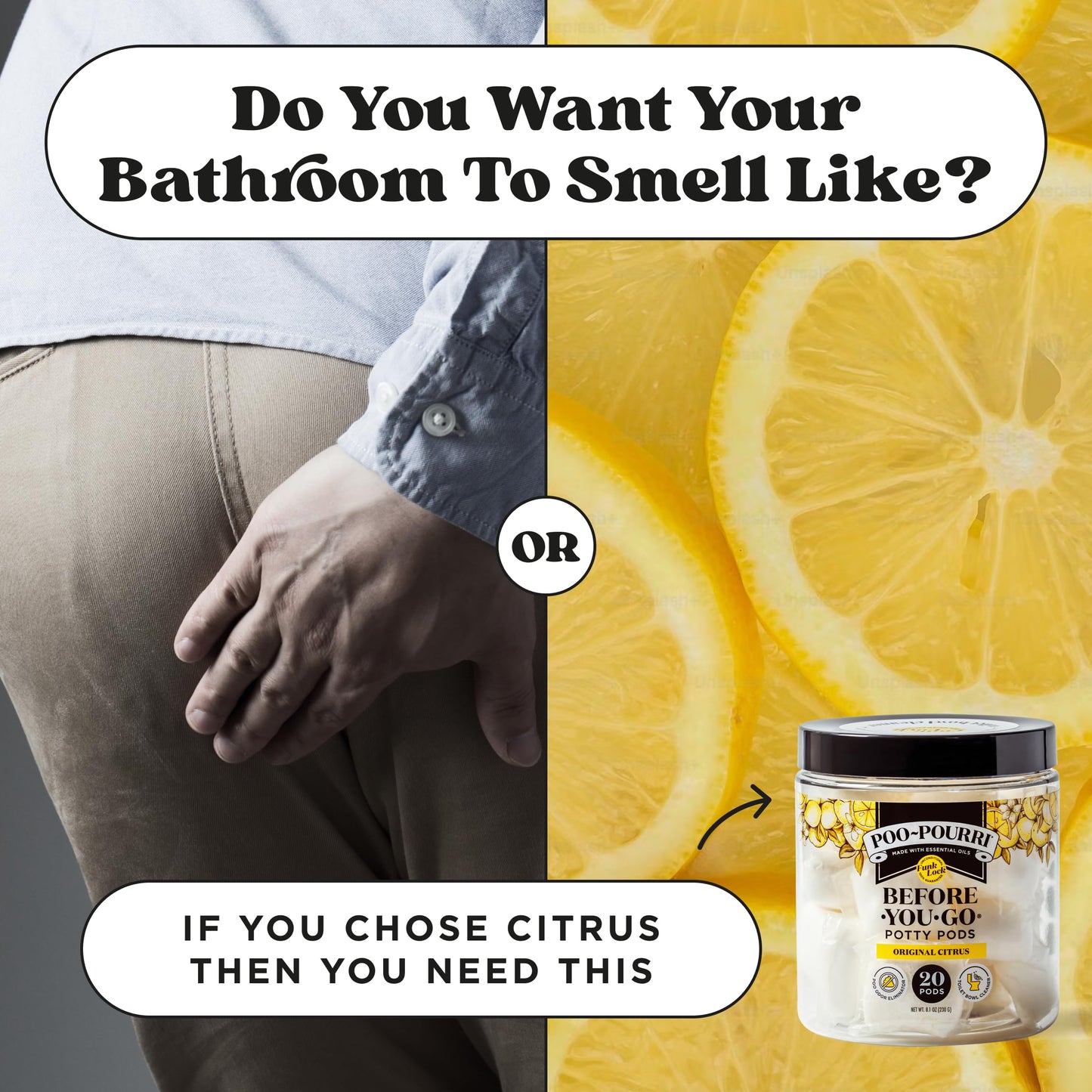 Poo-Pourri Citrus Potty Pods 20ct – Toilet Odor Remover & Cleaner with Essential Oils – Lemon, Bergamot & Lemongrass Scent