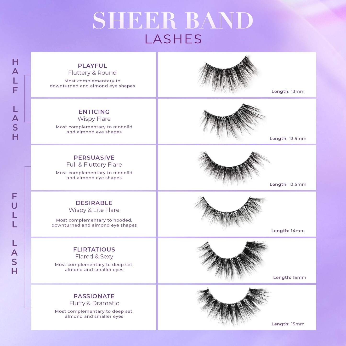 Lilly Lashes Sheer Band, False Eyelashes w/Invisible Band Lashes, False Lashes Natural Look, Wispy Lashes Style, Clear Band Lashes, Reusable Eyelashes