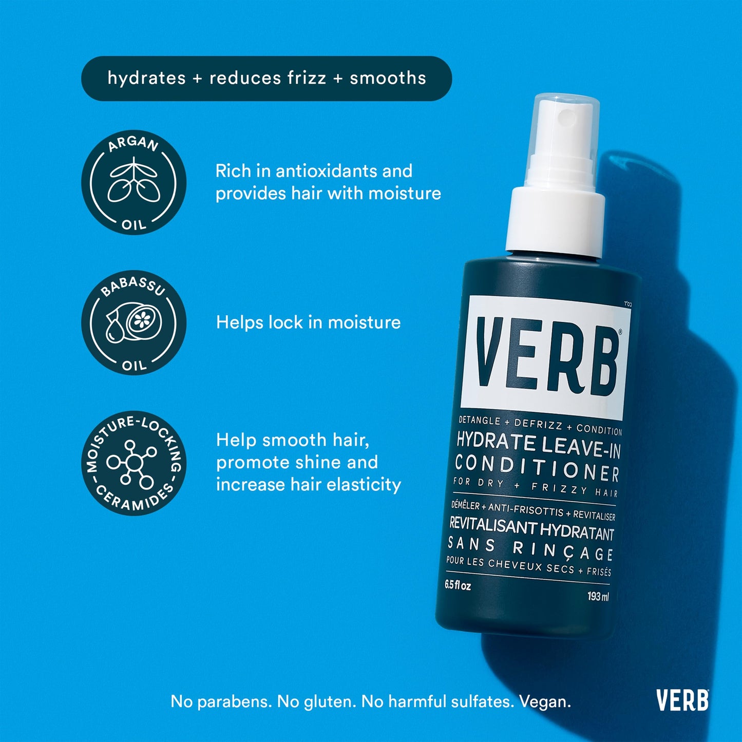 VERB Bold Moisture Hydrate Kit, 4 pc - Cleanses + Nourishes Dry + Frizzy Hair to Smooth + Reduce Frizz - Amber + Warm Jasmine Scent