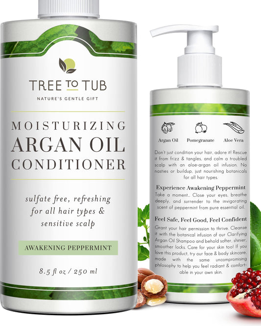 Tree to Tub All Hair Type Hydrating Argan Oil Conditioner for Dry or Oily Hair & Sensitive Scalp - Moisturizing Sulfate Free Conditioner for Women