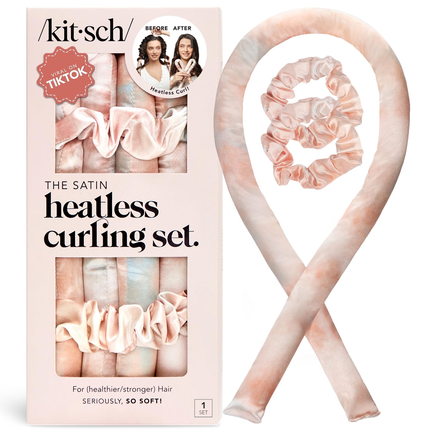 Elf x Kitsch Satin Heatless Hair Curler Set - Heatless Curls Overnight, Hair Rollers for Soft Curls & Frizz-Free Styling, No Heat Curlers To Sleep in Beauty and Personal Care Kitsch Default Title