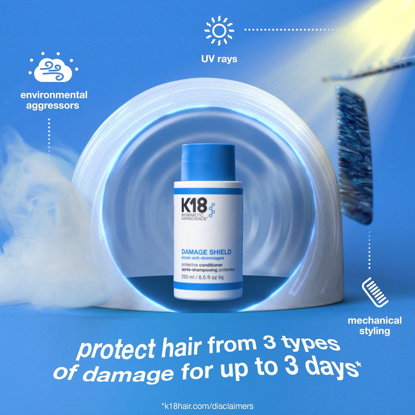 K18 Damage Shield Protective Conditioner for Damaged Hair - Color Safe Conditioner with 3 Day Damage Protection - Weightlessly Softens + Detangles Beauty and Personal Care K18