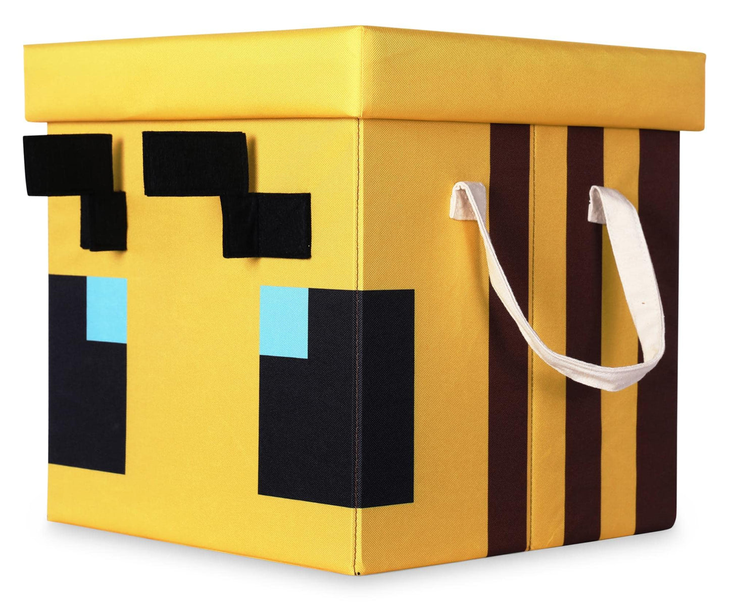 Minecraft Bee 15-Inch Storage Bin Chest with Lid | Foldable Fabric Basket Container, Cube Organizer with Handles, Cubby Closet Organizer | Video Game…