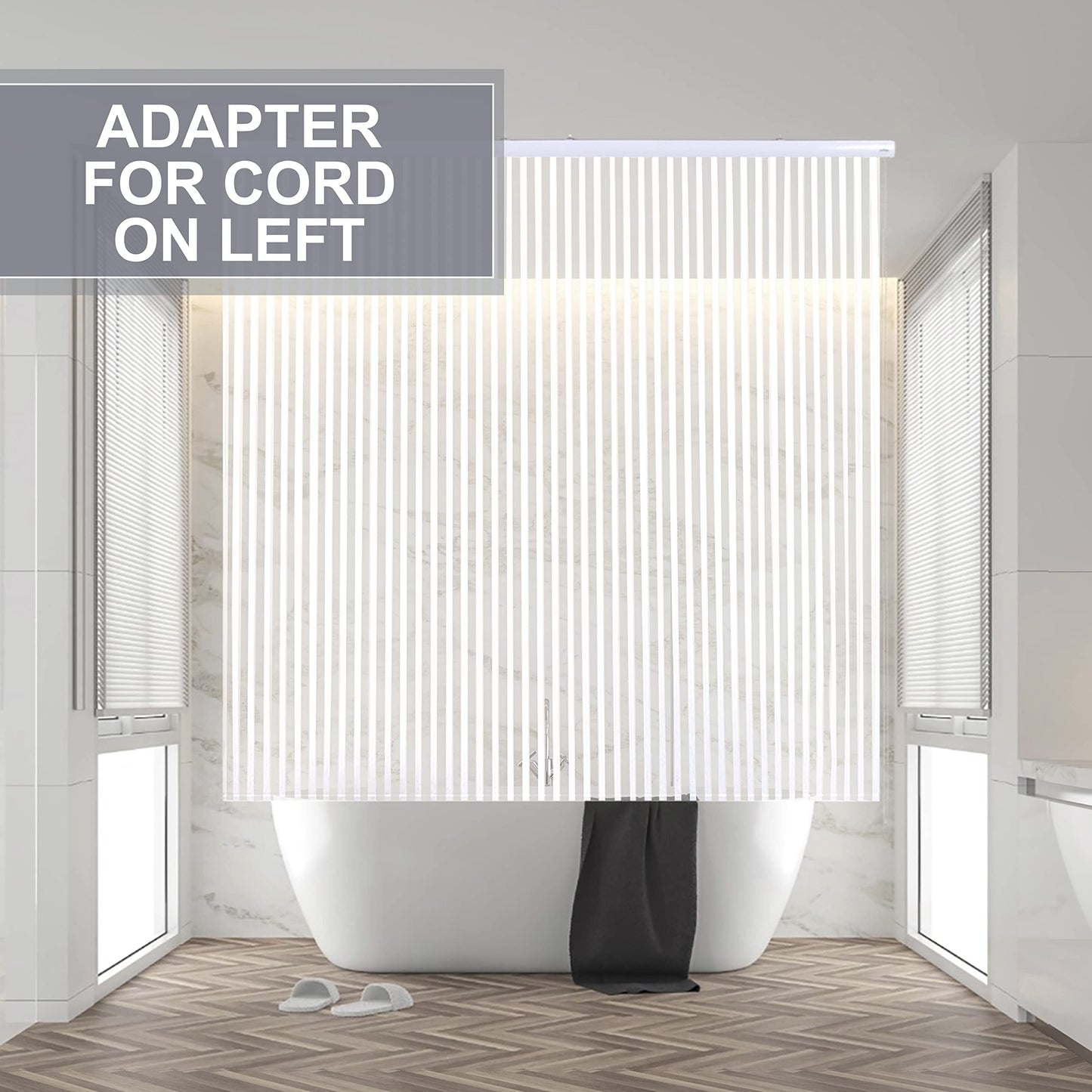 Jakooz Rollup Shower Curtain Adapter for Cord on The Left Side