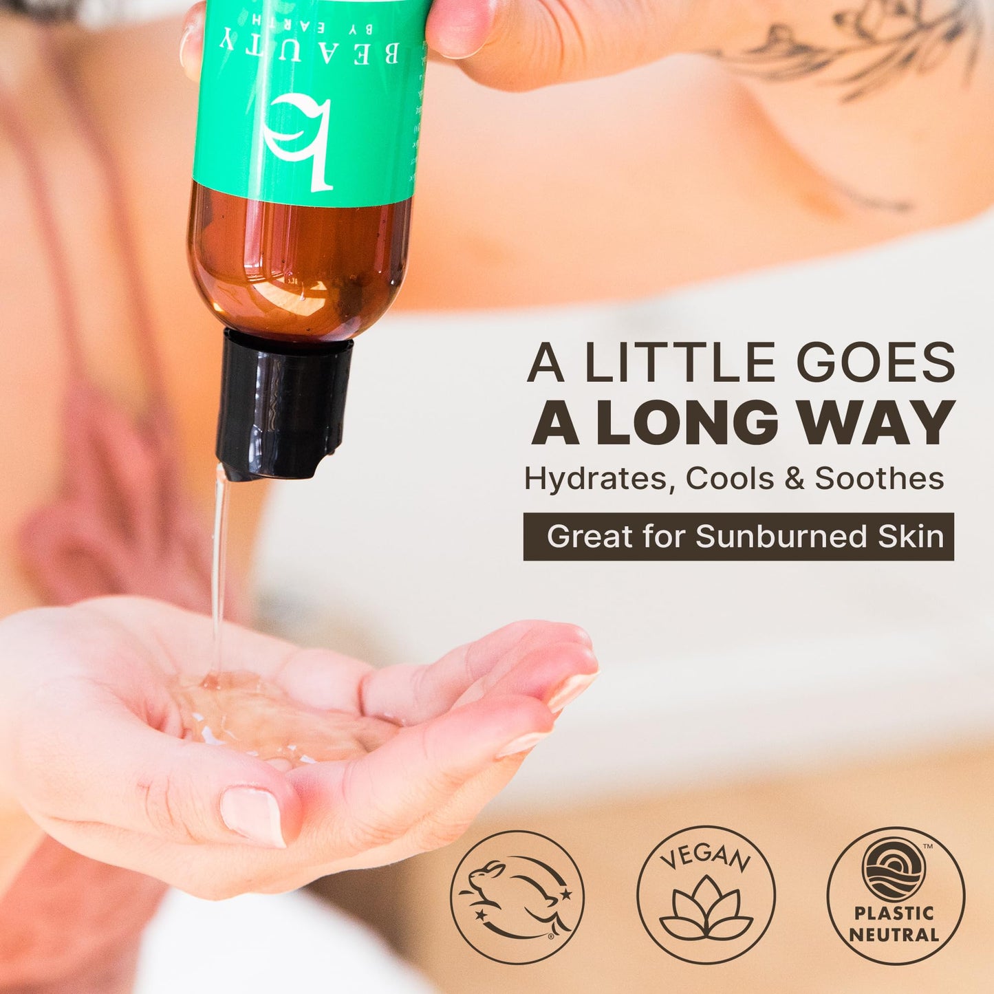Beauty by Earth Aloe Vera Gel - USA Made with Natural & Organic Ingredients, Pure Aloe Vera Plant Gel for Face Mask, Hair & Skin with Vitamin C & E