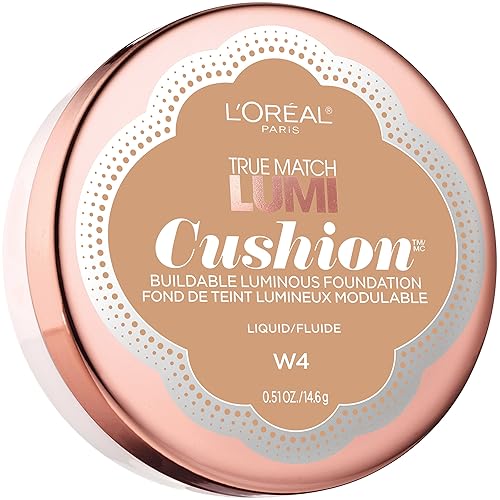 L'Oréal Paris True Match Lumi Cushion Foundation, W4 Natural Beige, 0.51 oz.