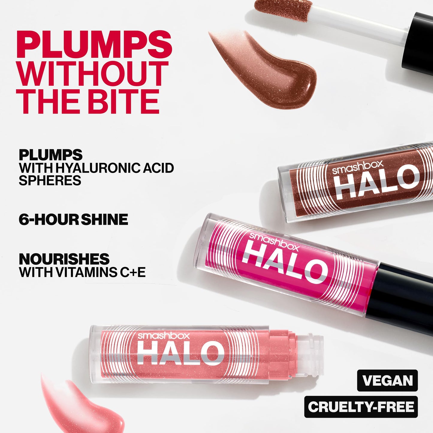 Smashbox Halo Plump + Glow Lip Gloss | Non-Sticky, Hydrating, Plumping Lip Gloss with 6-Hour Shine | Hyaluronic Acid and Vitamins C+E, 0.14 Fl Oz