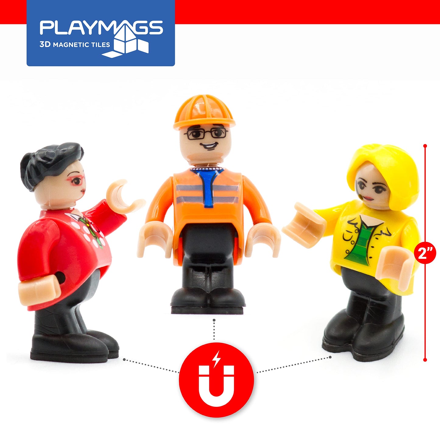 Playmags Magnetic Figures 15pc Set – Community Play People for Magnetic Tiles, STEM Learning Toys & Expansion Accessories Pack