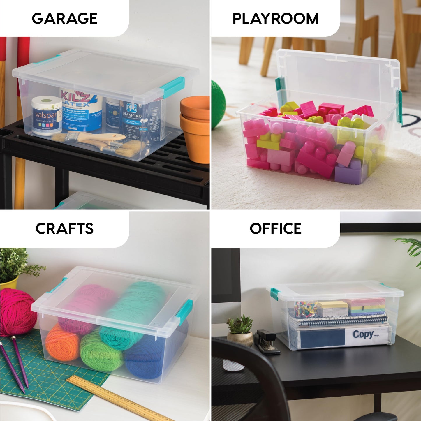 IRIS USA 12 Qt. Plastic Storage Bins Containers with Lids, 4 Pack, Small Sensory Bin, Craft Storage, Craft Organizers & Storage, Organizing Container…