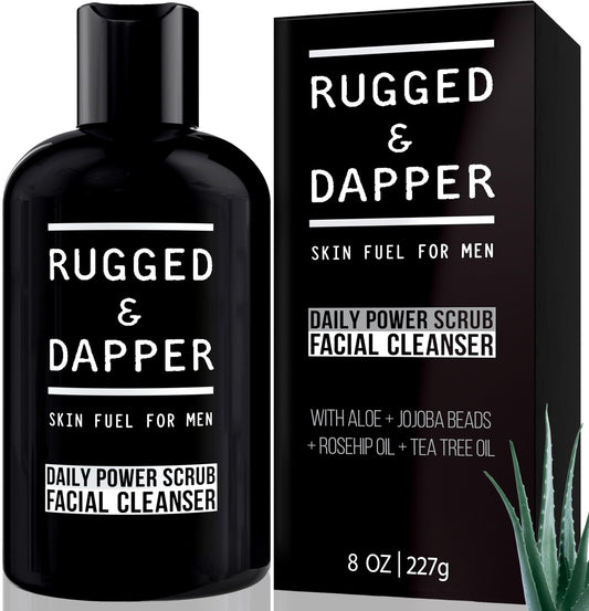 RUGGED & DAPPER - Daily Mens Face Wash + Scrub - 5 Month Supply - Deep Exfoliating Cleanser - Prevents Breakouts - Acne Face Wash Men's - USA Made
