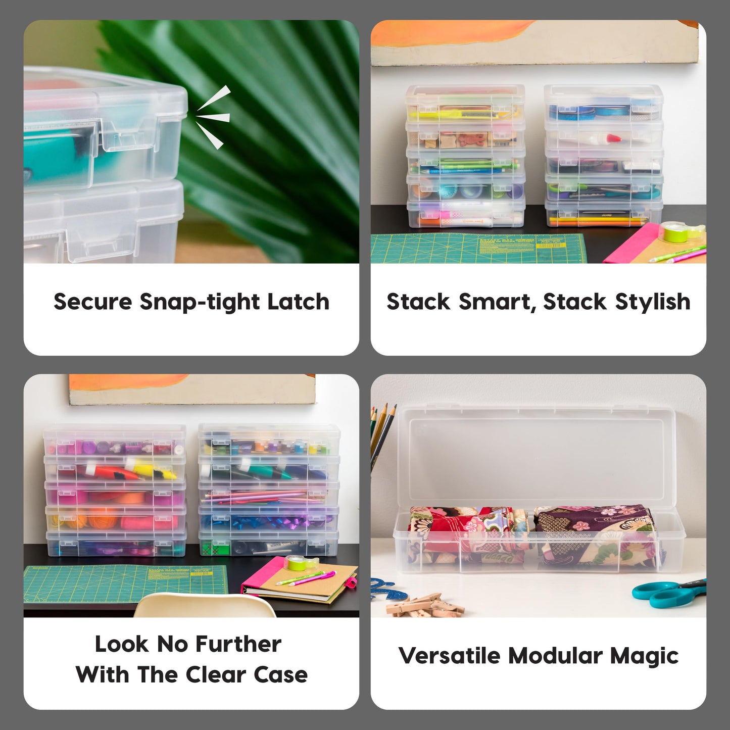 IRIS USA Pencil Case Boxes, 6-Pack, |Made in USA|, Plastic Bead Organizing Containers with Snap Lid for Arts, Crafts, Ephemera, Stickers, & Dance…