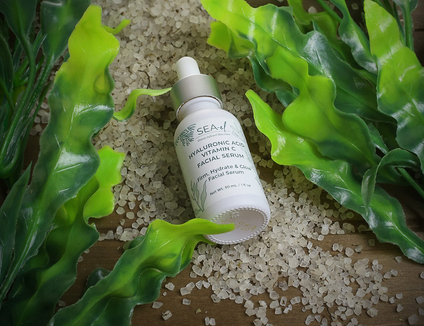 Sea-el Hyaluronic Acid & Vitamin C Facial Serum Drops Firming Hydration & Glow Anti Aging Face Moisturizer - Daily Wrinkle Diminishing Skin Care