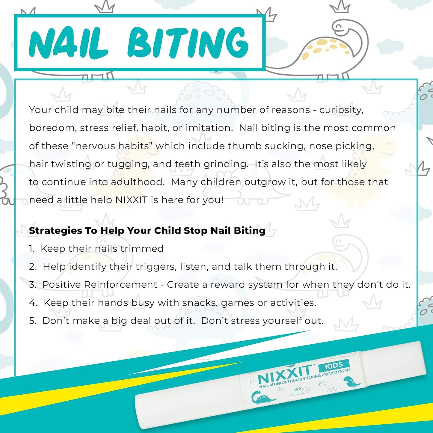 NIXXIT Nail Biting Treatment for Kids - Stop Thumb Sucking for Kids, Toddlers, Children - No Bite Nail Polish Pen - Non Glossy - Bitter Taste - Safe Beauty and Personal Care NIXXIT