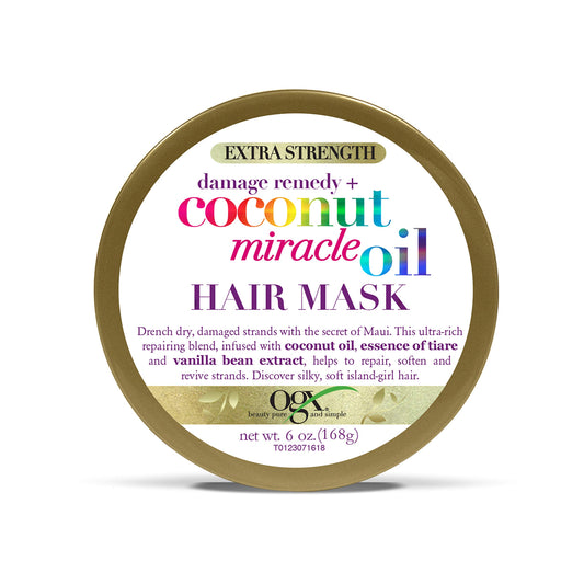 OGX Extra Strength Damage Remedy + Coconut Miracle Oil Hair Mask, Extra Hydrating & Softening Anti-Frizz Treatment to Help Repair Hair, Paraben-Free