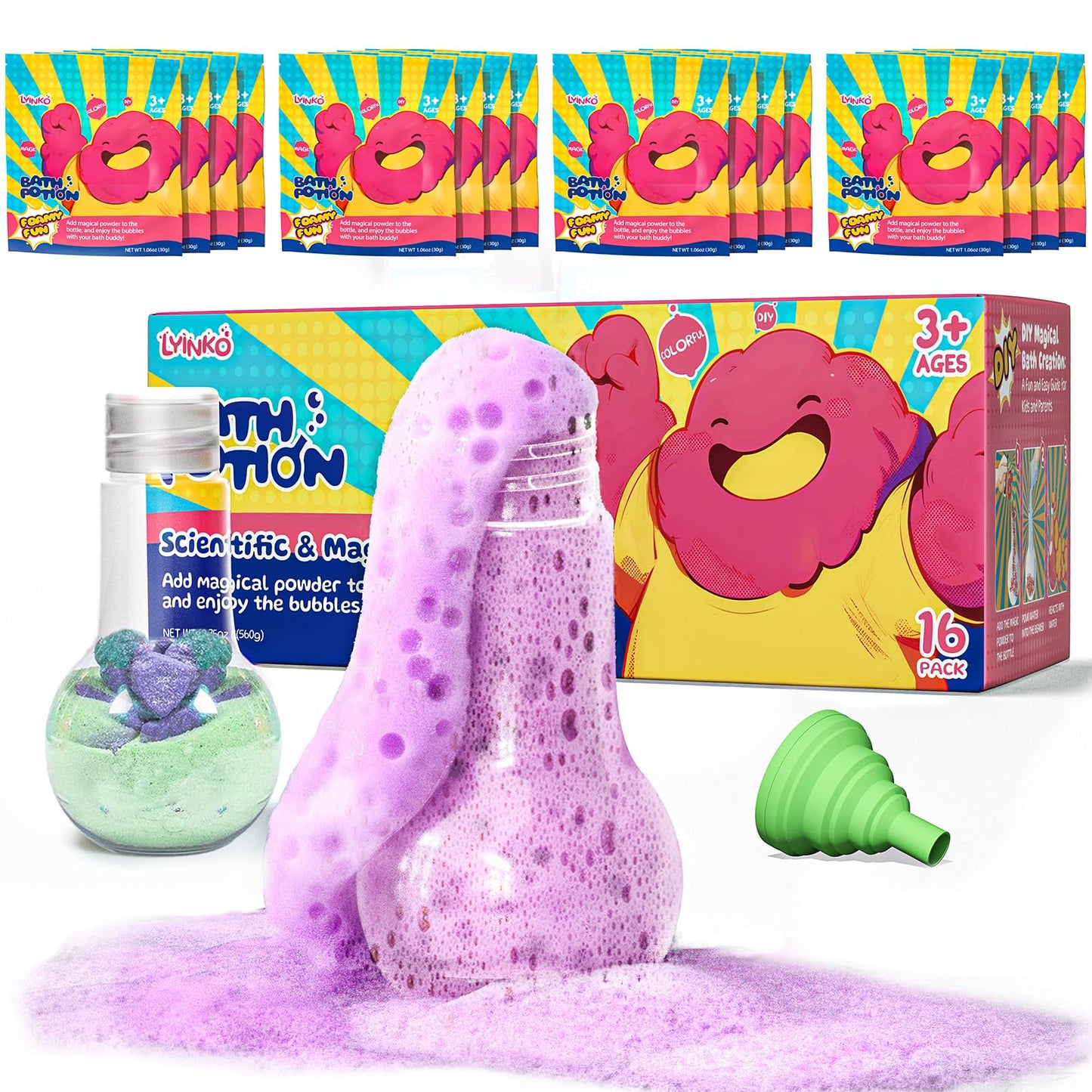 Bath Bomb Potions, 16 Pack Fizzy Bubble Bath Explosions, Cool Foam and Bubble Science Beaker for Bath, Fun Science & Magical Bath Time Buddy…