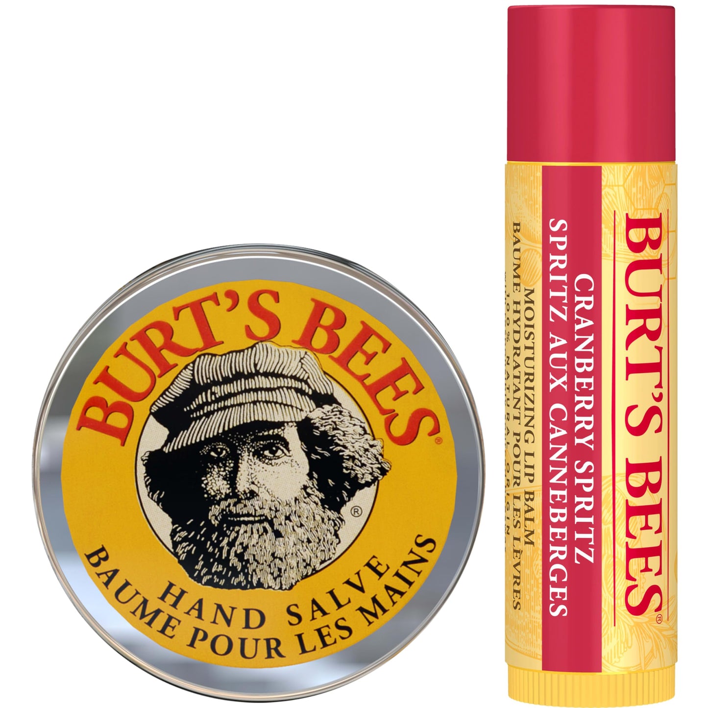 Burt's Bees A Bit of Burt's Bees Cranberry Spritz Lip Balm and Hand Salve Gift Set, Natural Origin Skin Care and Lip Care, 2-Piece Set, 0.15 oz./0.3