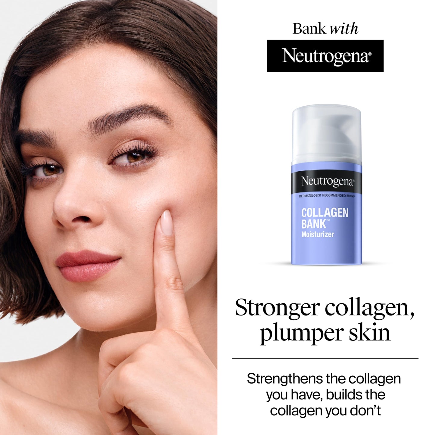 Neutrogena Collagen Bank Face Moisturizer, Daily Anti-Aging Face & Neck Firming Collagen Cream, Bakuchiol & Micro-Peptides Face Lotion, Support Skin’s