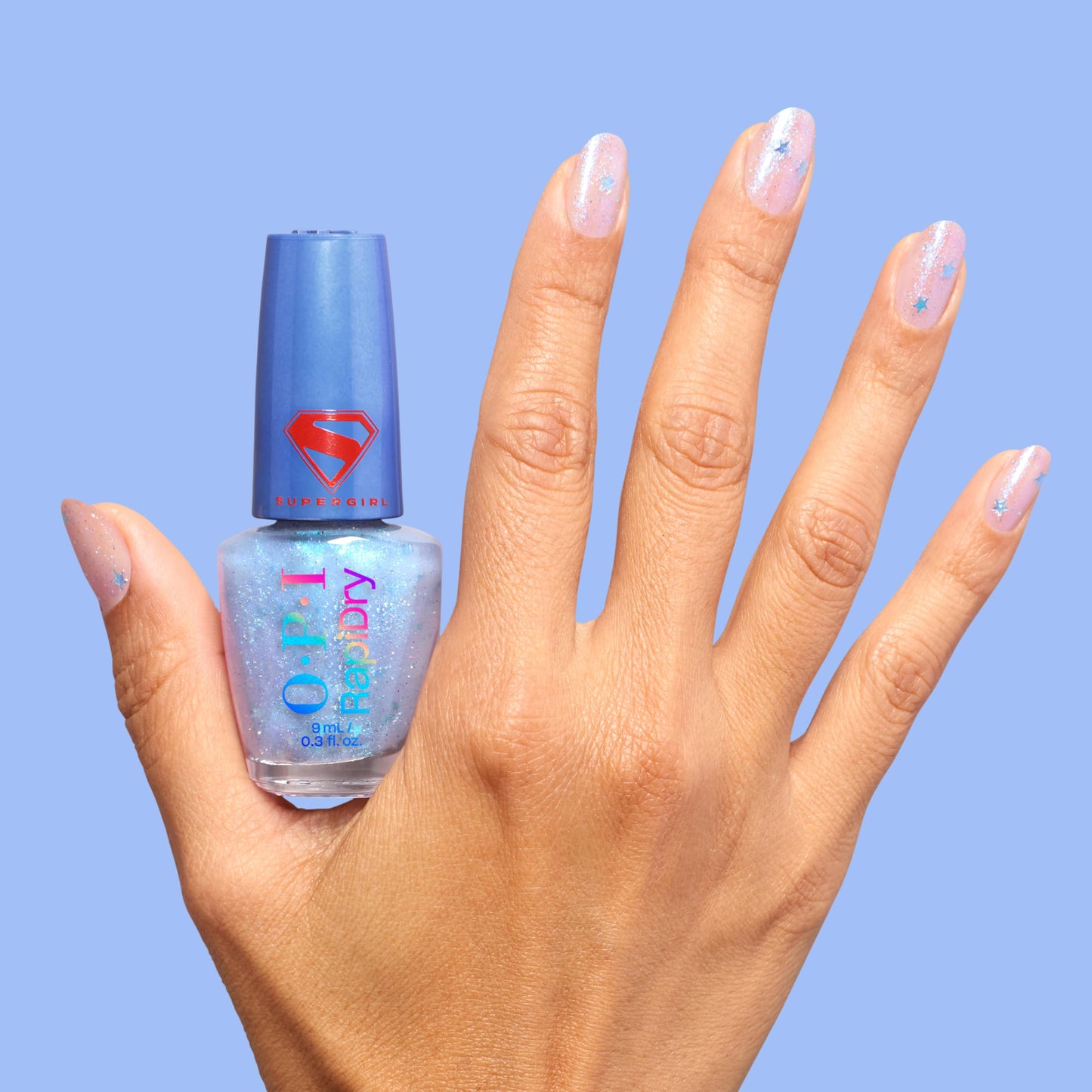 OPI RapiDry Cosmic Chic | Semi-Sheer Soft Cool Purple Blue Glitter Chip Resistant Nail Polish x Supergirl Collection Beauty and Personal Care OPI