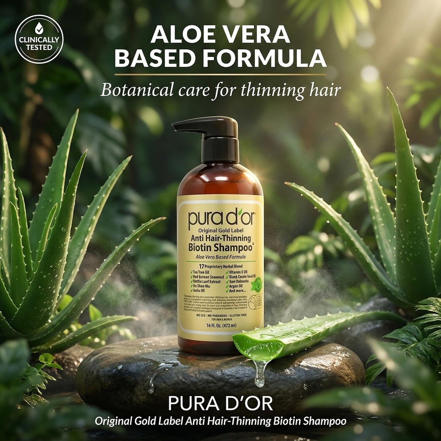 PURA D'OR Original Gold Label Anti-Thinning Shampoo - CLINICALLY TESTED - Biotin & Argan Oil - Sulfate-Free Strengthening & Volumizing Beauty and Personal Care PURA D'OR