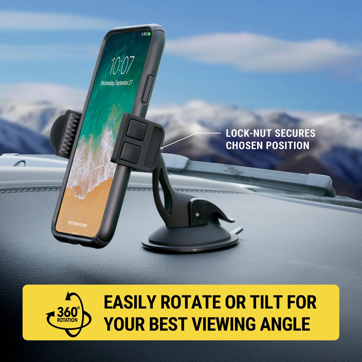 Scosche HDVM Universal 3-in-1 Vent/Windshield/Dashboard Cell Phone Holder Car Mount, Suction Cup Phone Mount with Vent Clip, Compatible with iPhone…