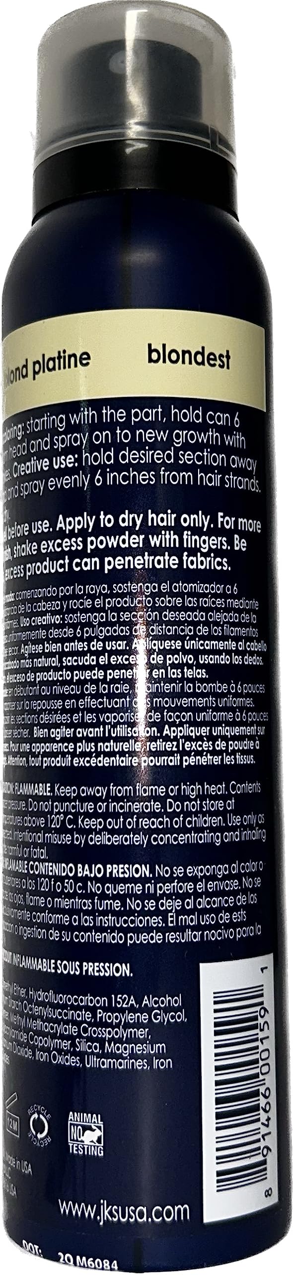 JKS® Touch up spray BLONDEST, temporary hair color spraypowder, especially for the ones bleach their roots
