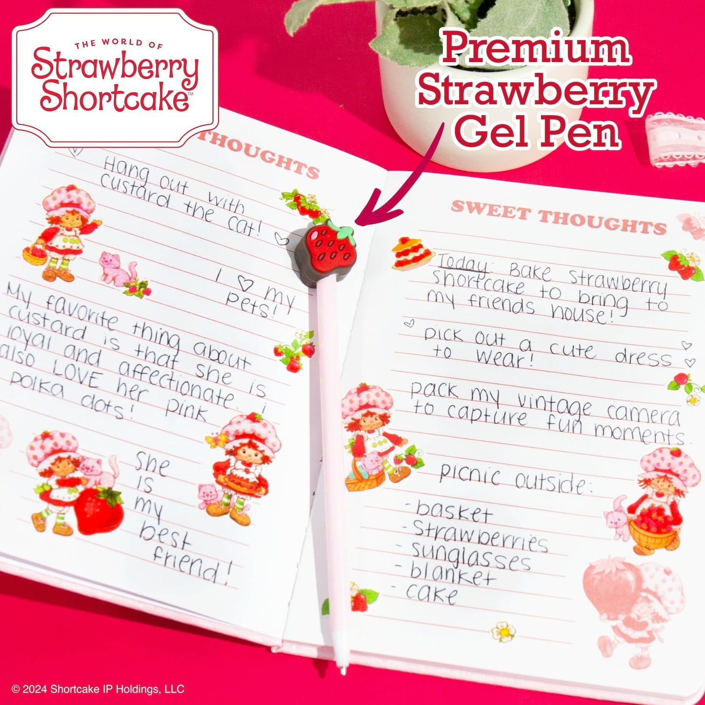 Strawberry Shortcake Journal Set – Diary Kit with Pen & Scented Stickers, Cute Stationery Gift for Girls, Perfect for Ages 8+