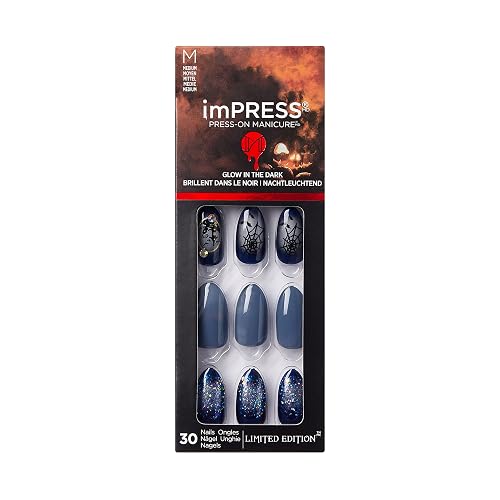 KISS imPRESS Limited Edition Halloween Press-On Nails, Glow-In-The-Dark, PureFit Technology, 'Hallow-queen’, with Prep Pad, Mini File, Cuticle Stick Beauty & Personal Care KISS