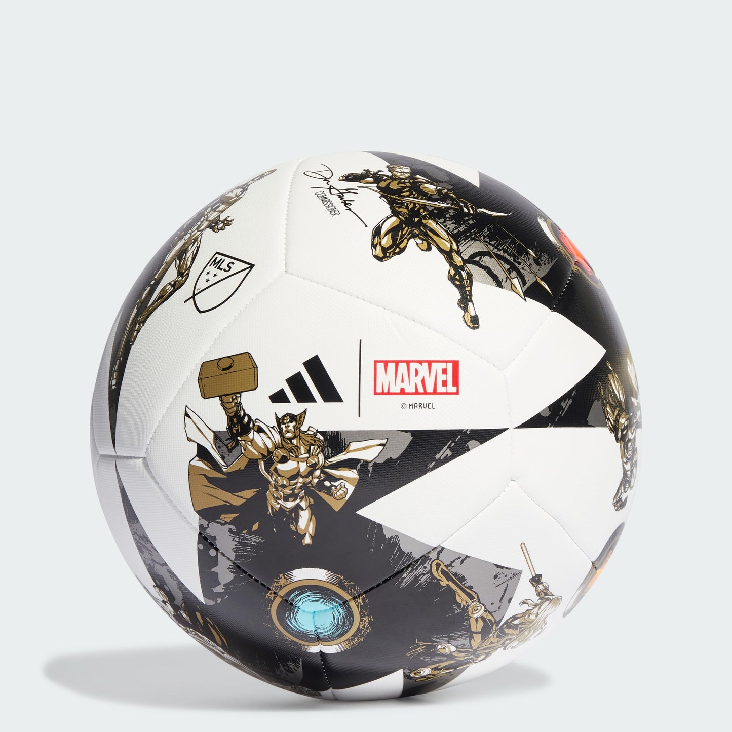 adidas MLS 2023 All Star Game Ball - Marvel's Avengers-Inspired Graphics, MLS Printed Logos, Inflation Required (Training, 5), BLACK/WHITE/IRON…