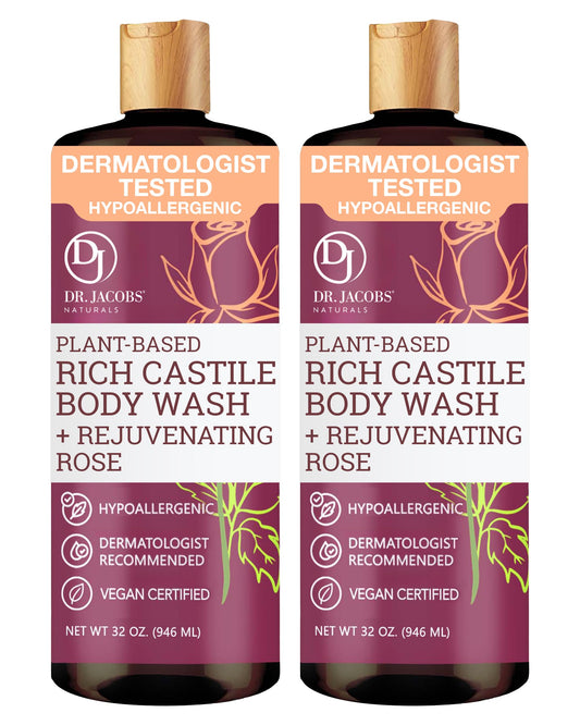 Dr. Jacobs Naturals Pure Castile Soap Liquid Body Wash, Rose - Plant Based Body Soap Infused with Vitamin E and Aloe Vera to Moisturize Dry Beauty & Personal Care DR.JACOBS NATURALS