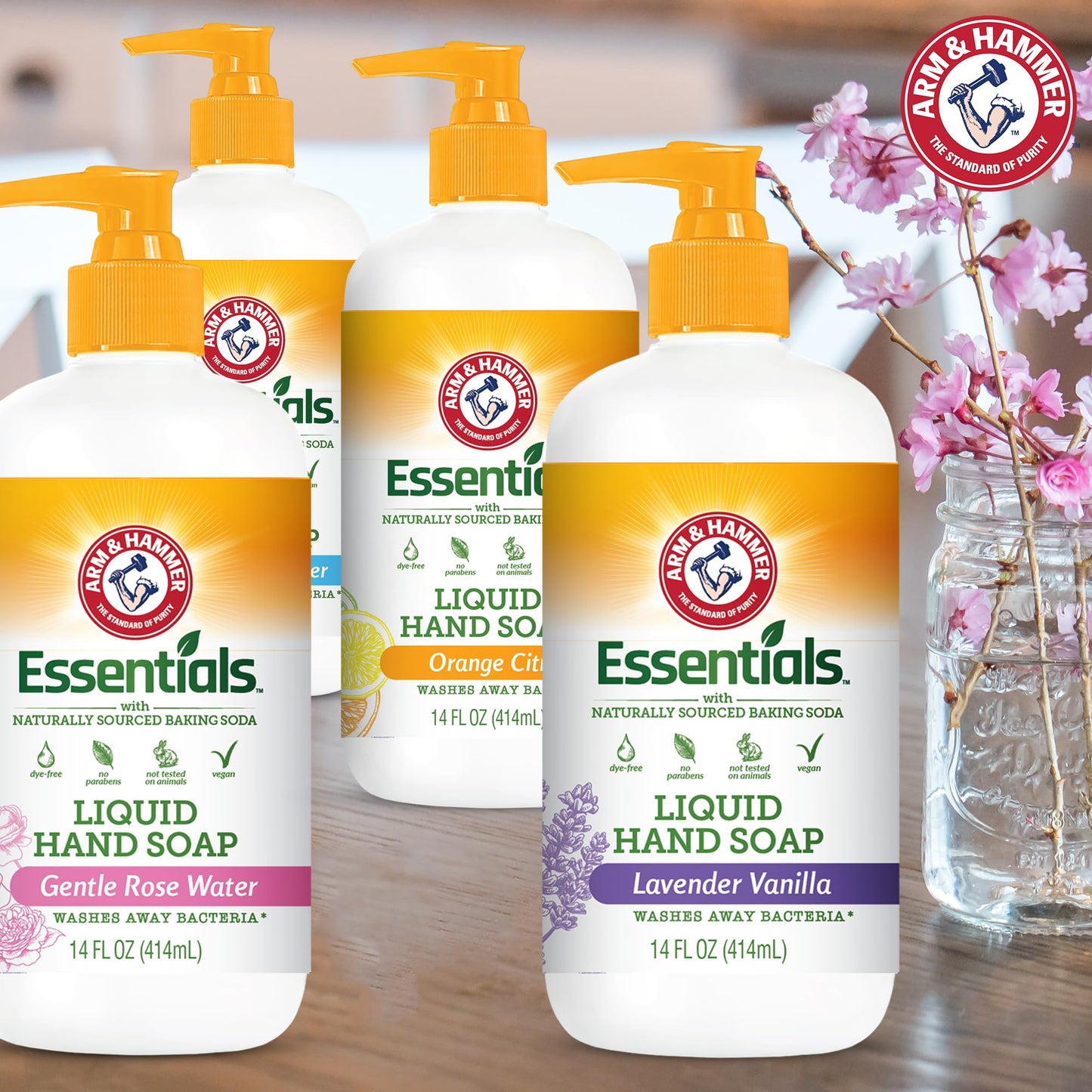Arm & Hammer Liquid Hand Soap for Skin Cleaning - Cleanser for Kitchen & Bathroom with Orange Citrus Scent - Natural Hand Soap Cleanses, Softens 14 FL
