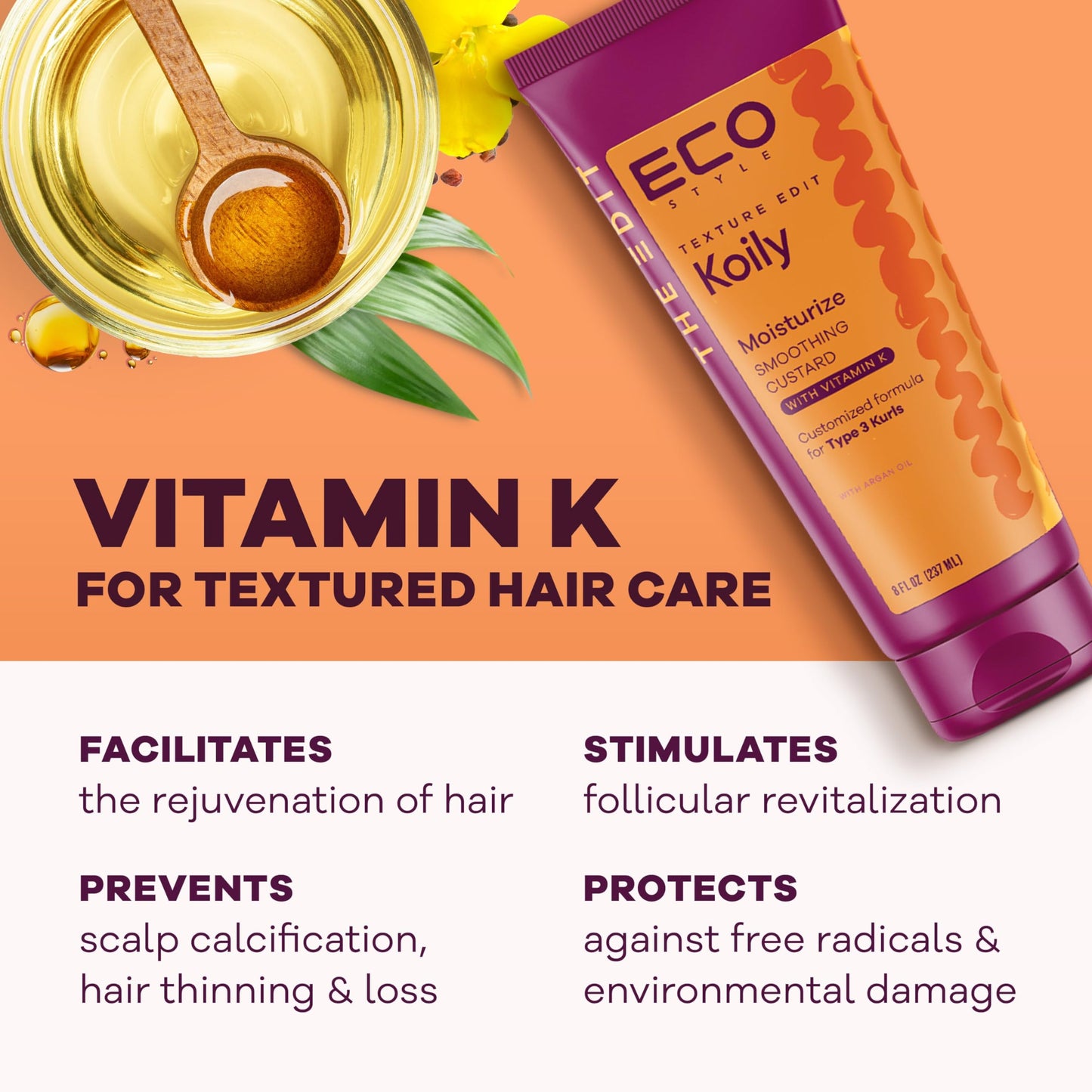 Eco Style, Texture Edit, Koily Moisturize Smoothing Butter for Type 4 curly hair - A sulfate-free, ultra-rich curly hair conditioner that provides