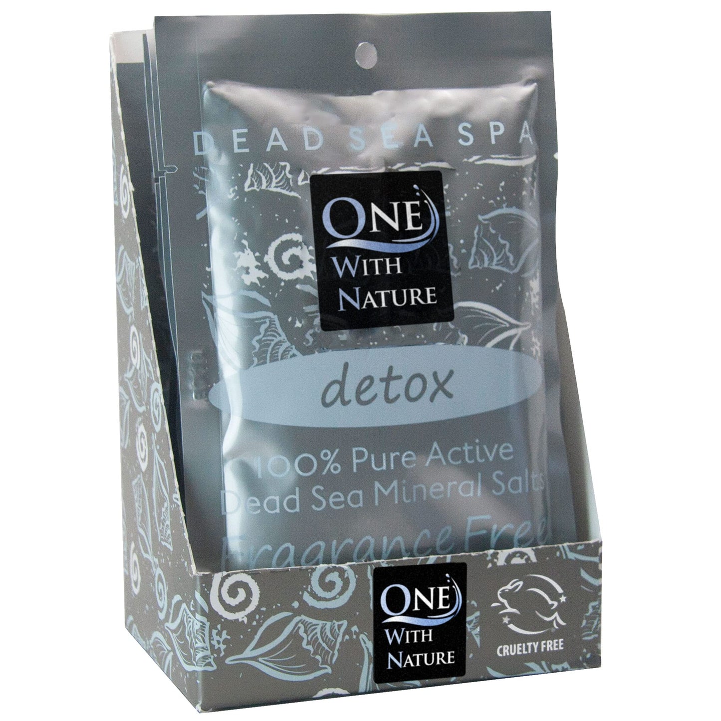 One With Nature 100% Pure Dead Sea Salt for Bath Fragrance Free, 2.5oz 6Pack. High in 21 Essential Minerals, Such as Magnesium, Sulfur, Zinc