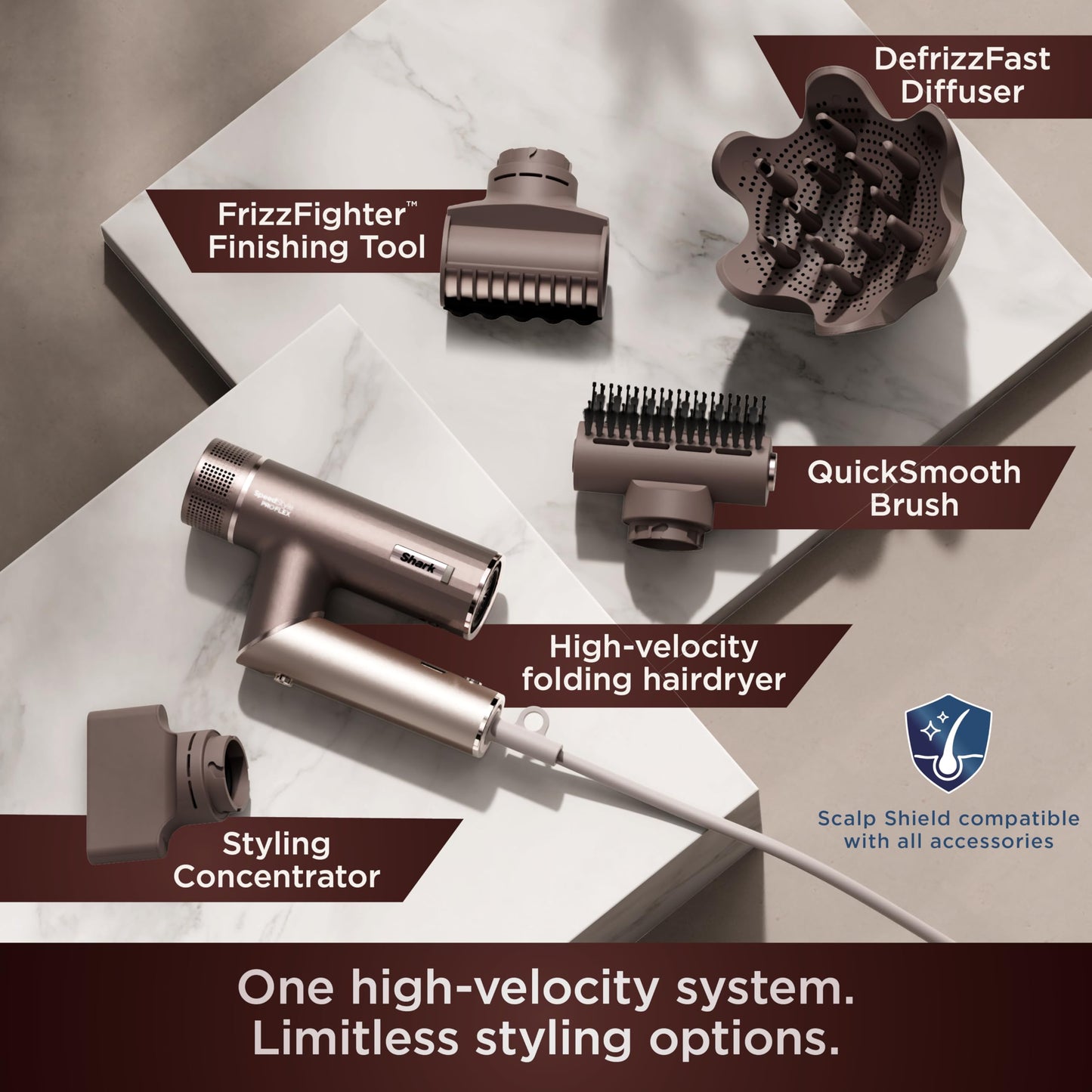 Shark SpeedStyle Pro Flex Professional Performance High-Velocity Hair Dryer System with Scalp Shield & IQ Speed Styling and Drying Suite, Lightweight Beauty and Personal Care Shark