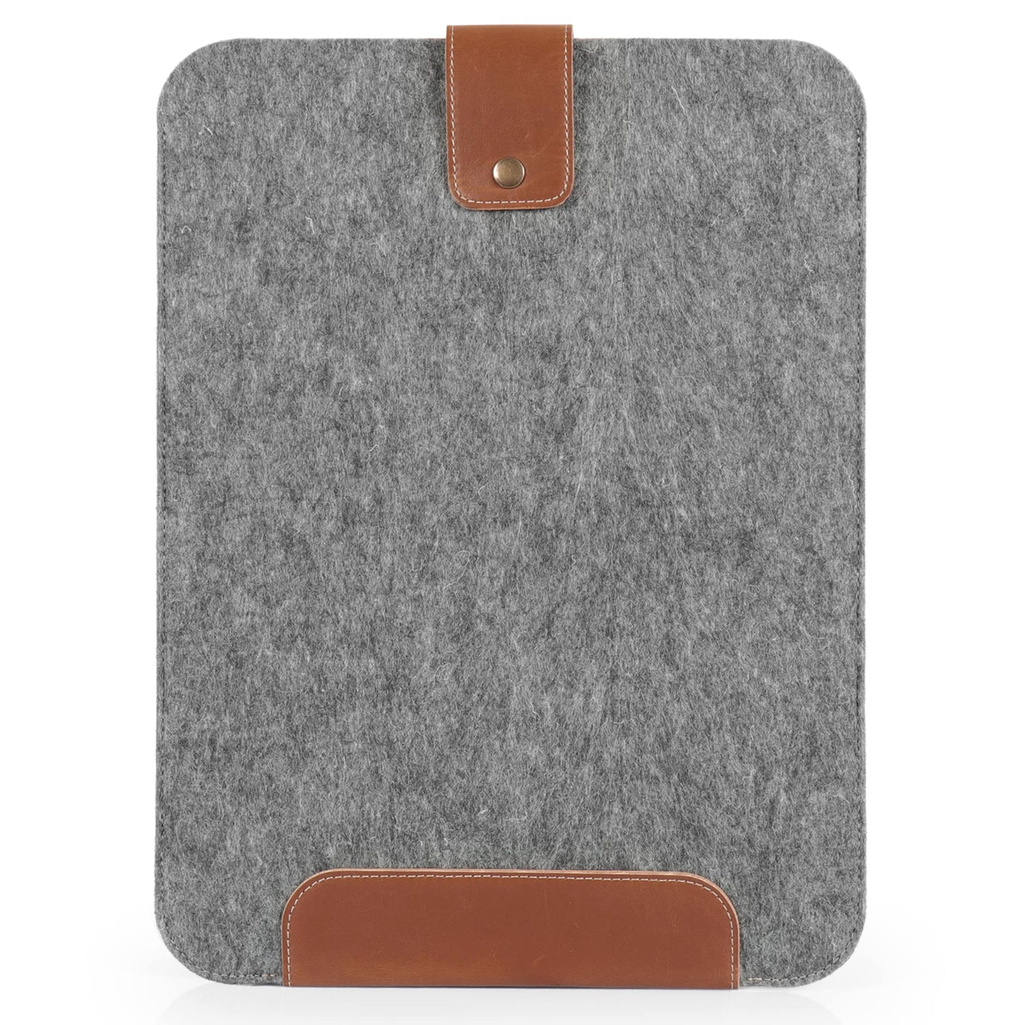 MegaGear Genuine Leather Laptop Sleeve Bag, Fleece Lined Zippered Protective Case compatible with 13-14 inch MacBook Pro Air M1 M2 M3 M4, Gray