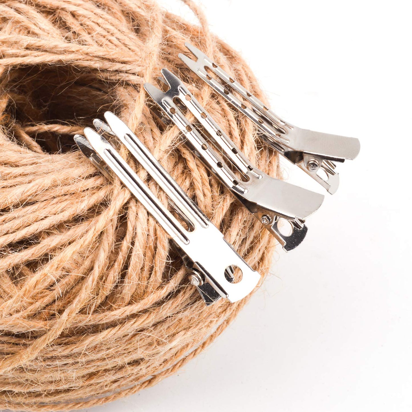 Jdesun 50pcs 1.8“ Silver Metal Hairdressing Double Prong Pin Curl Setting Section Hair Clips Alligator Clips with Holes for Hair Extension