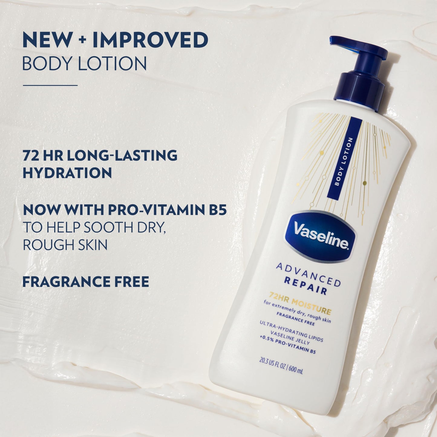 Vaseline Advanced Repair Body Lotion Advanced Repair Unscented for Dry Skin Lotion Made with Ultra-Hydrating Lipids and Vaseline Jelly That Repairs