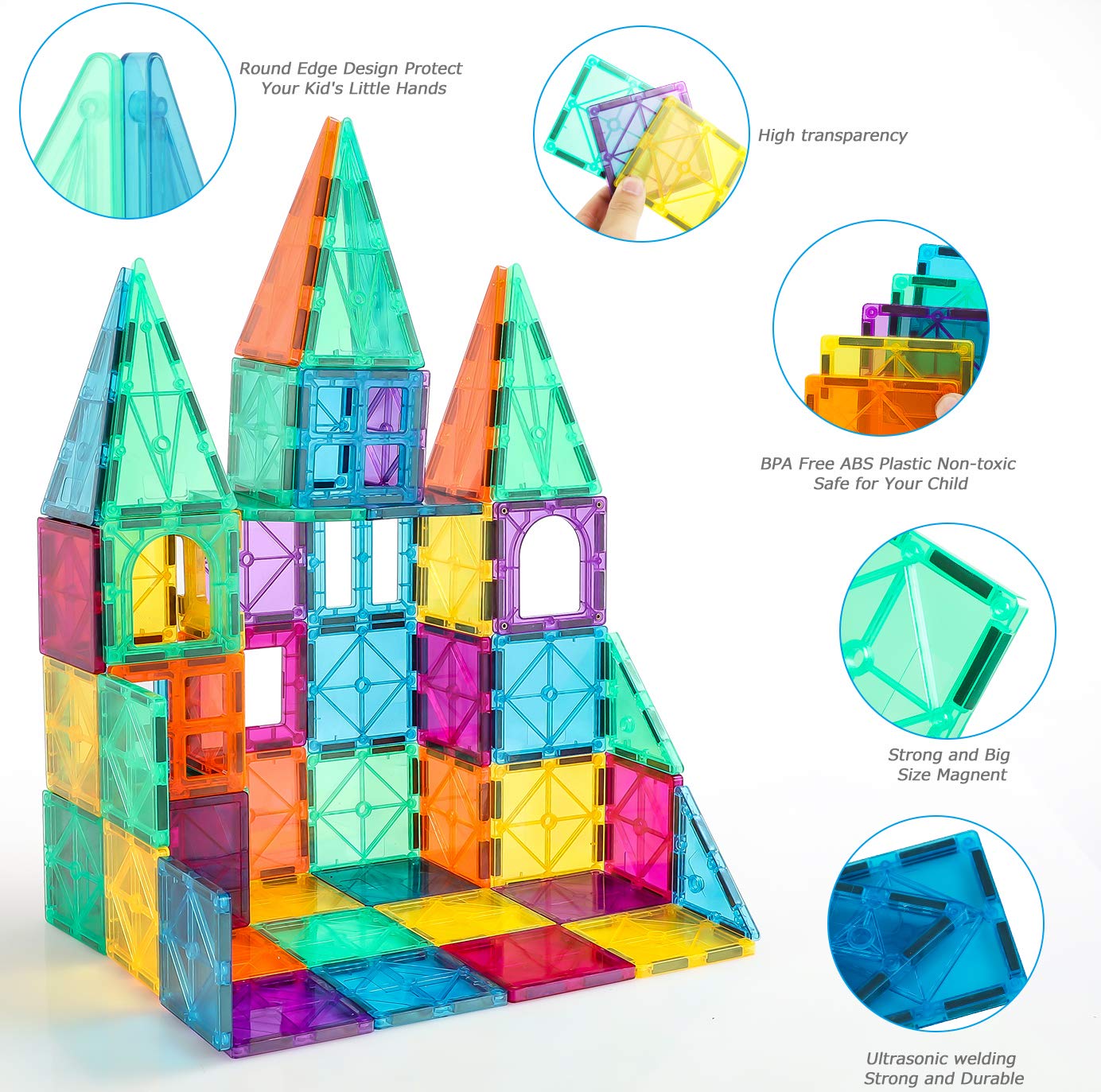 NEOFORMERS STEM Magnetic Tiles 70pcs – Montessori Building Blocks for Toddlers 3+, Educational Construction & Creative Learning Toy Set