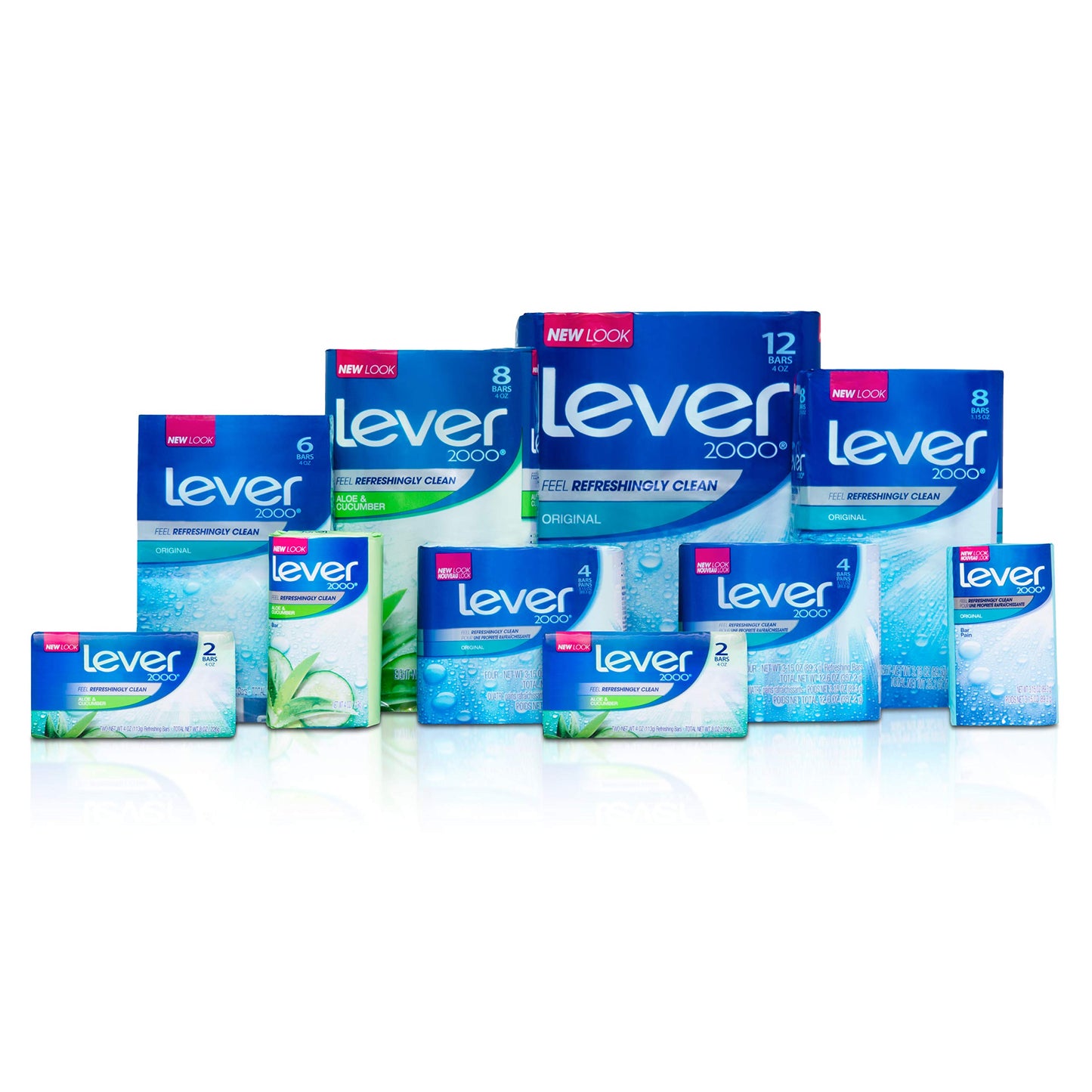Lever 2000 Refreshing Body Soap and Facial Cleanser Aloe & Cucumber Effectively Washes Away Bacteria 4 oz 8 Bars