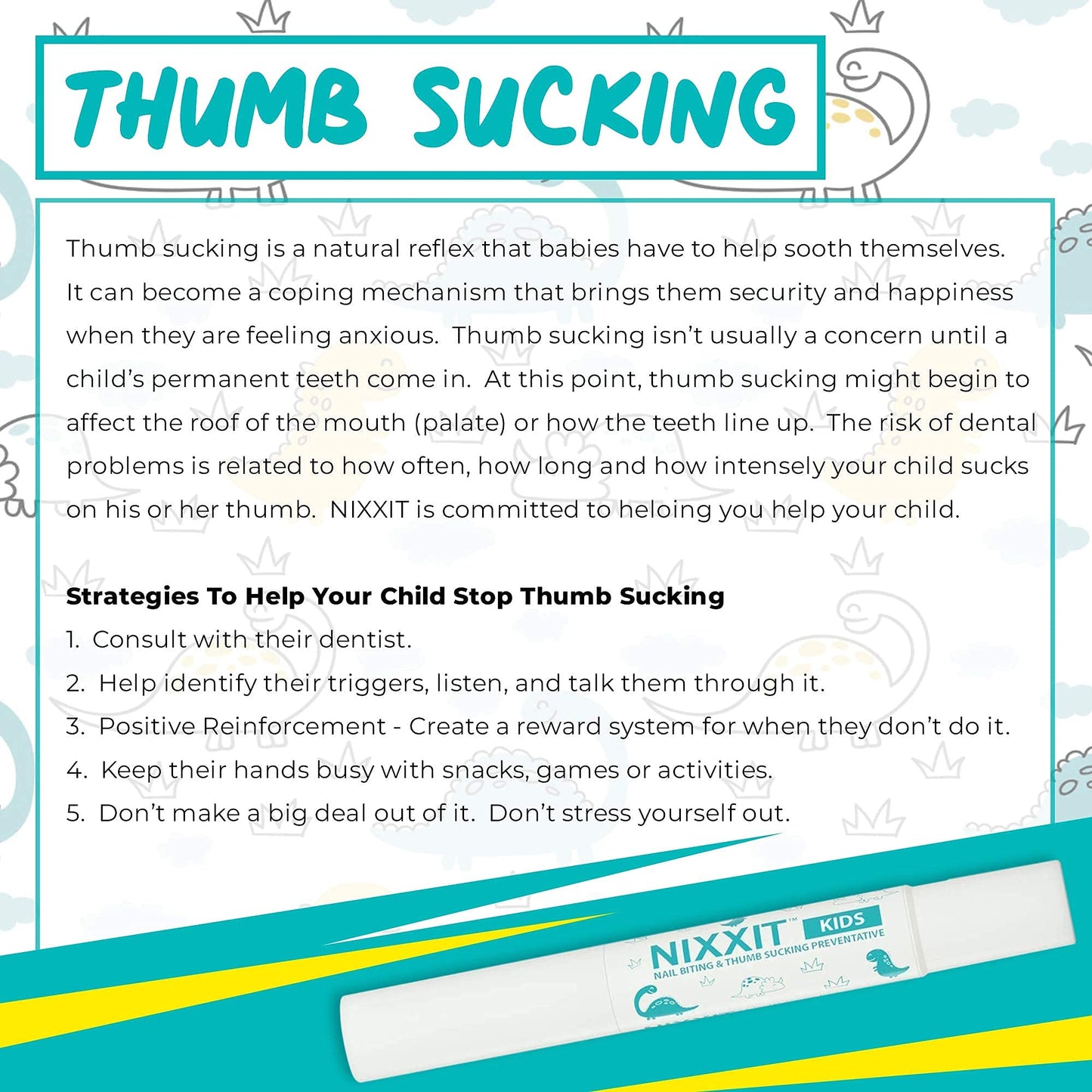 NIXXIT Nail Biting Treatment for Kids - Stop Thumb Sucking for Kids, Toddlers, Children - No Bite Nail Polish Pen - Non Glossy - Bitter Taste - Safe Beauty and Personal Care NIXXIT
