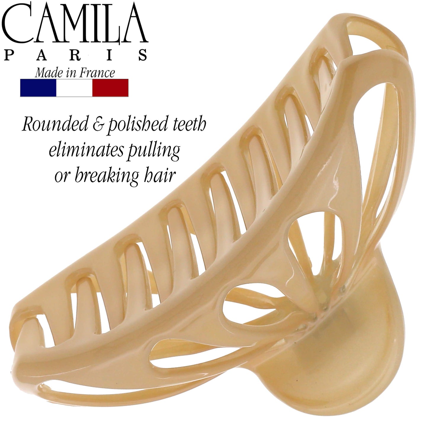 Camila Paris CP3054 French Hair Clip for Women with Thick, Long and Curly Wavy hair, Beige, No Slip Girls Fashion Styling Hair Accessory, Strong Hold