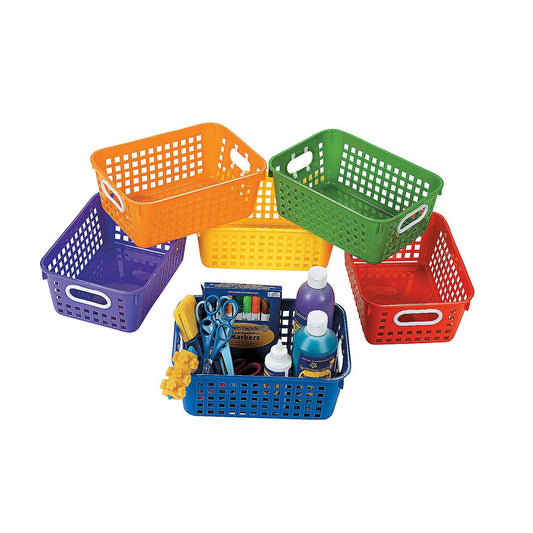 Fun Express Classroom Storage Tall Baskets W/Handles - 6 Pieces - Educational And Learning Activities For Kids