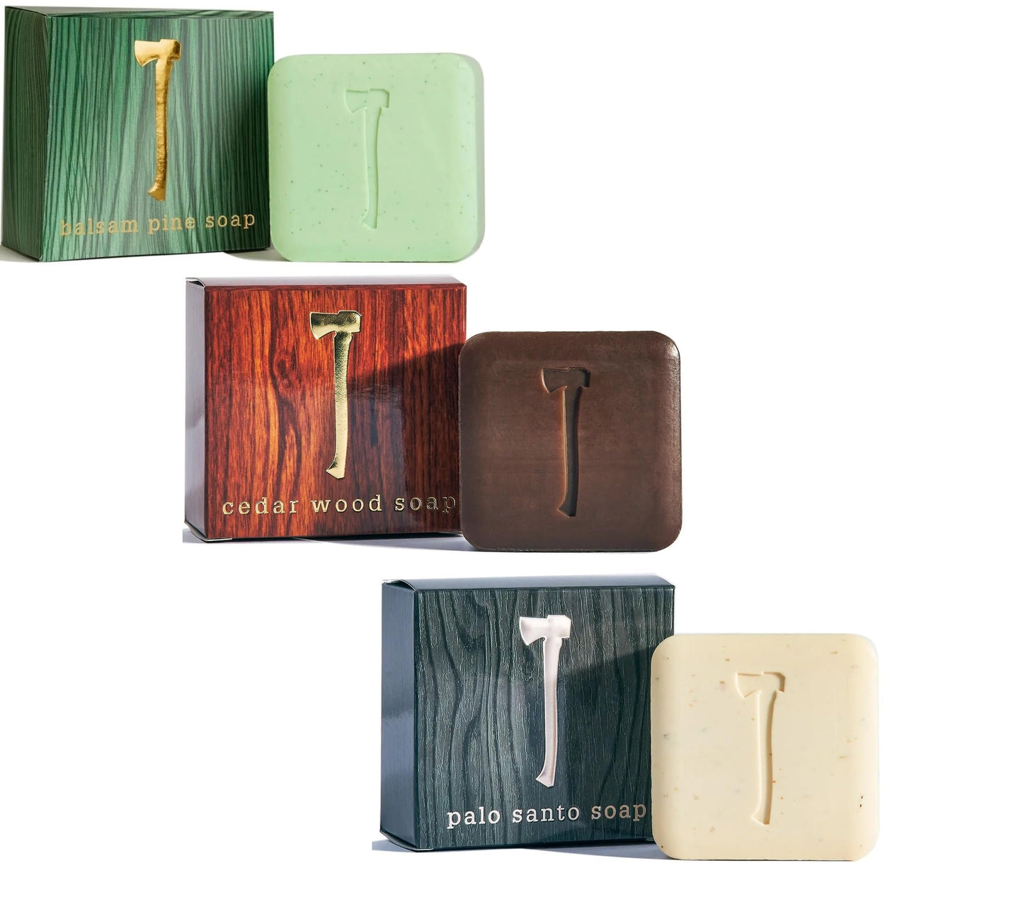 Kalastyle Wood Aromatics Collection Soap Trio | BALSAM and PINE, PALO SANTO, CEDAR WOOD Soaps | Exfolating | Refreshing | Vegan | Cruelty-Free | 3 x
