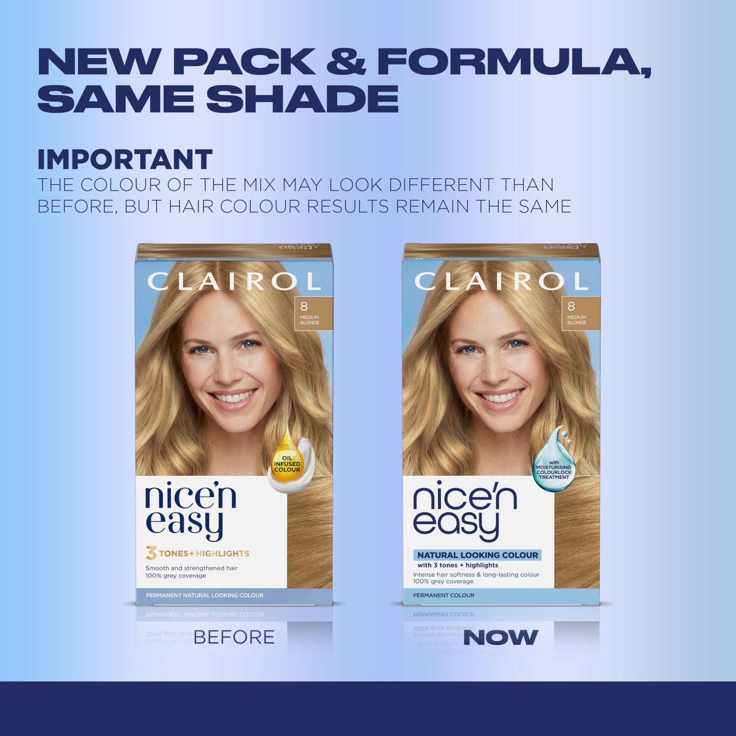 Clairol Nice'n Easy Permanent Hair Dye, 8 Medium Blonde | 100% Gray Coverage | Long?Lasting, Natural?Looking Color & Shine | Pack of 1