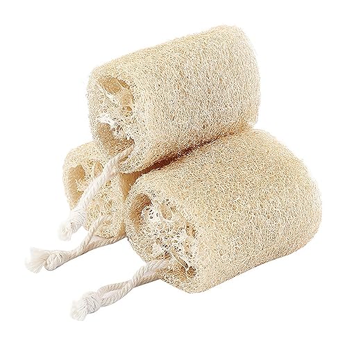 3PCS Natural Loofah Sponge Exfoliating Body Scrubber Sustainable Exfoliating with Egyptian Bath Get Clean Not Just Spread Soap for Face Back Eco