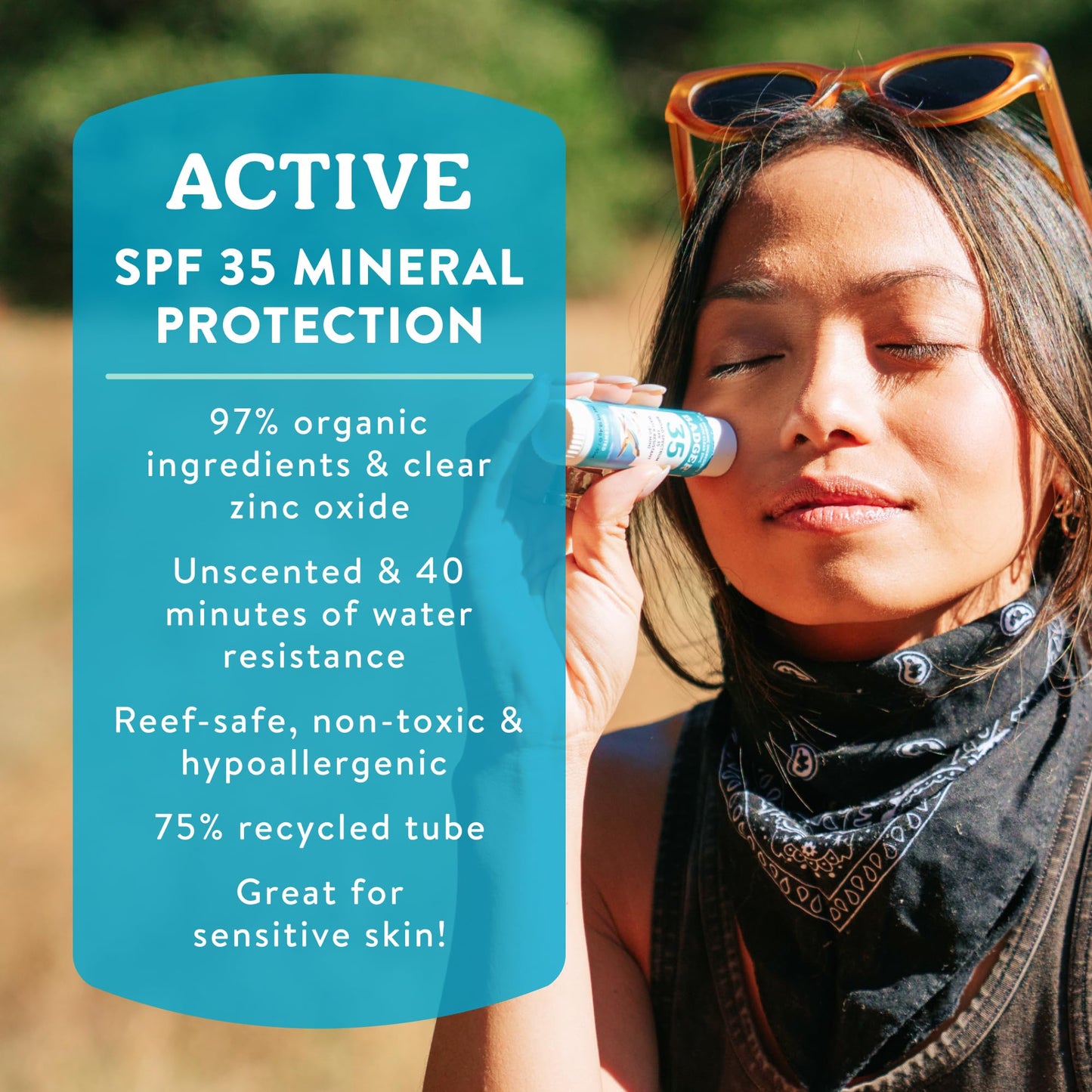 Badger Mineral Sunscreen Face Stick SPF 35, 97% Organic Unscented Zinc Oxide Travel Sunscreen, Coral Reef Safe Travel Size Stick, .65 oz Beauty and Personal Care Badger