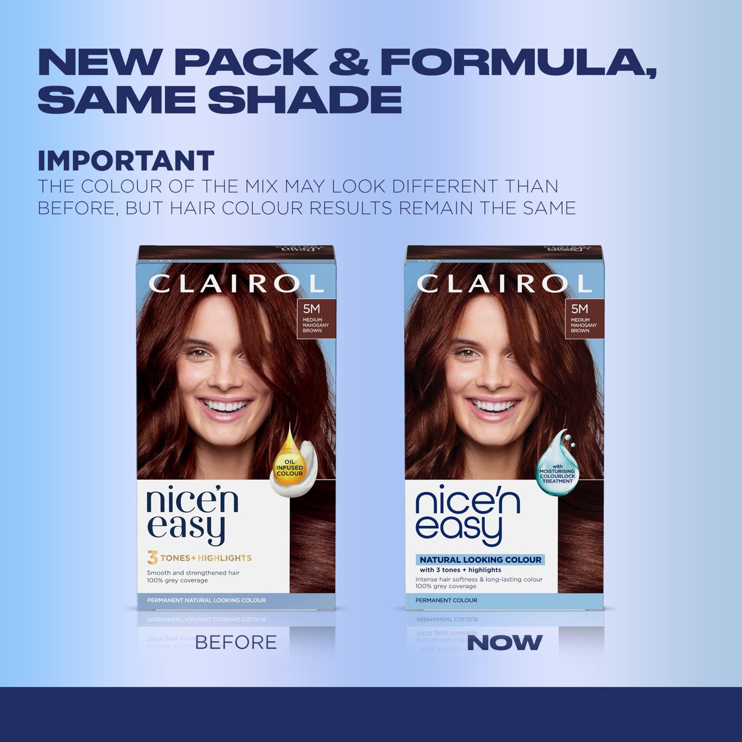 Clairol Nice'n Easy Permanent Hair Dye, 5M Medium Mahogany Brown | 100% Gray Coverage | Long?Lasting, Natural?Looking Color & Shine | Pack of 1